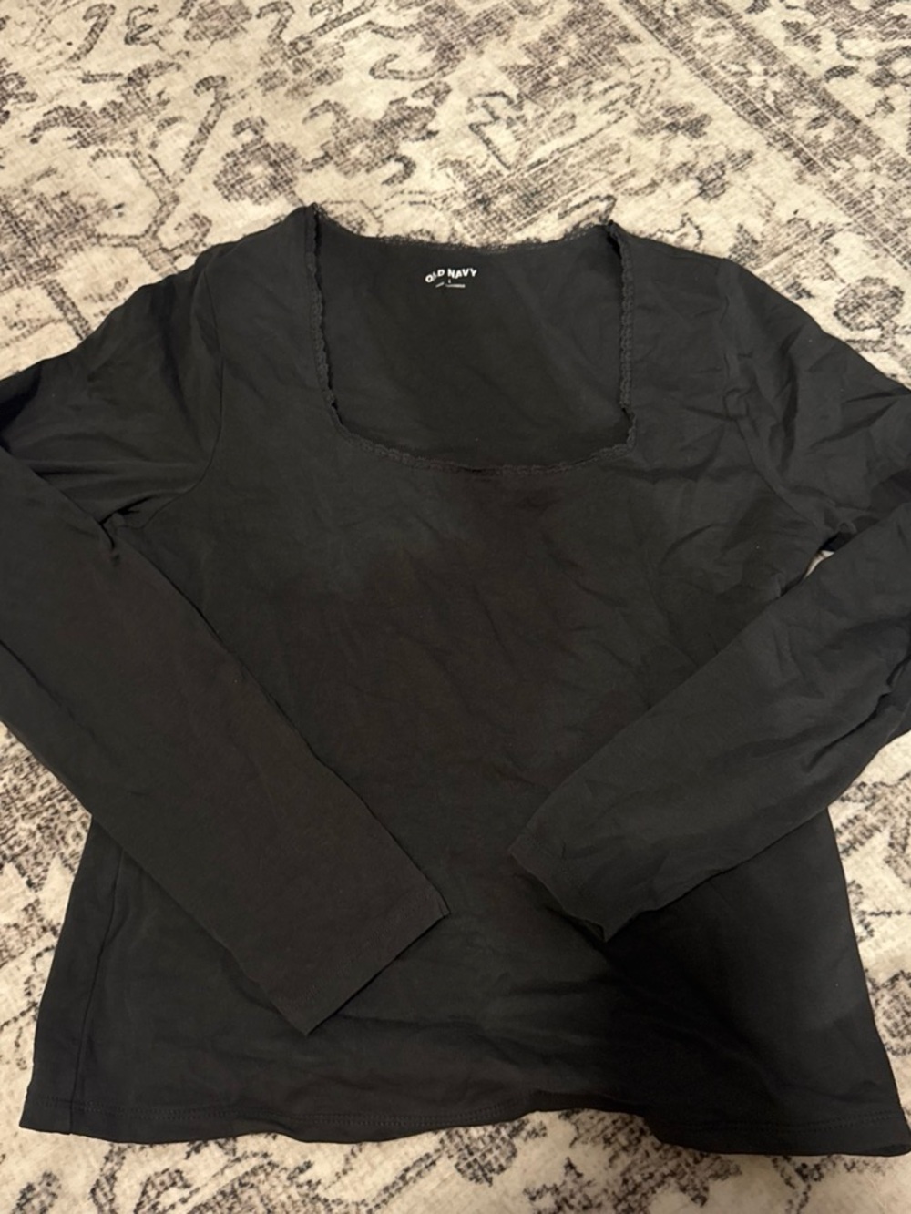 Old Navy Dark Grey Long Sleeve Square Neck Tee